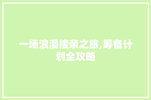 一场浪漫接亲之旅,筹备计划全攻略