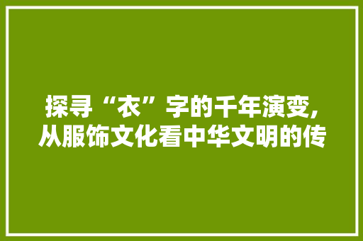 探寻“衣”字的千年演变,从服饰文化看中华文明的传承与发展