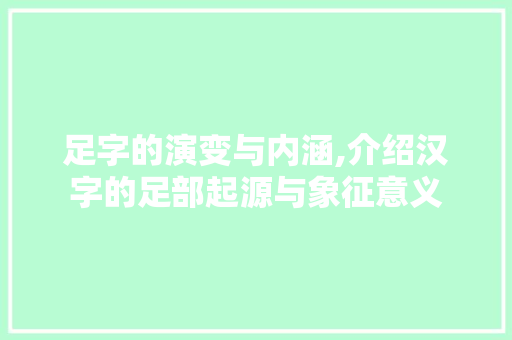 足字的演变与内涵,介绍汉字的足部起源与象征意义