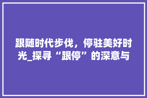 跟随时代步伐，停驻美好时光_探寻“跟停”的深意与价值