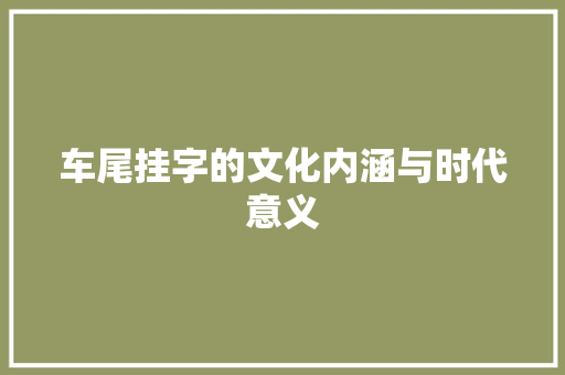 车尾挂字的文化内涵与时代意义