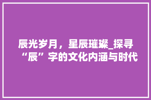 辰光岁月，星辰璀璨_探寻“辰”字的文化内涵与时代价值 工作类