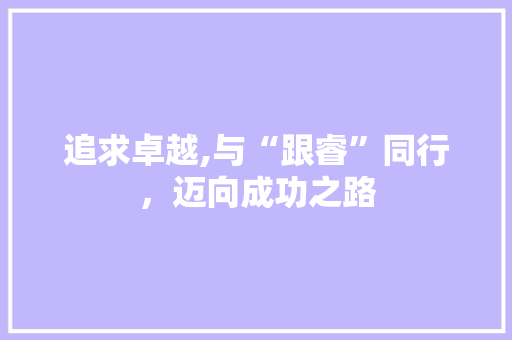 追求卓越,与“跟睿”同行，迈向成功之路