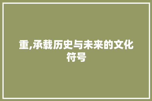 重,承载历史与未来的文化符号