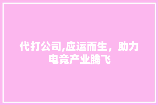 代打公司,应运而生，助力电竞产业腾飞