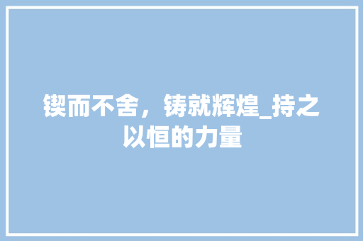 锲而不舍，铸就辉煌_持之以恒的力量