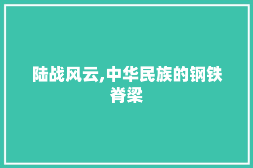 陆战风云,中华民族的钢铁脊梁