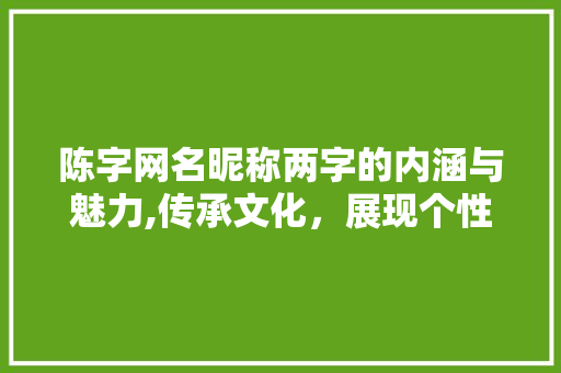 陈字网名昵称两字的内涵与魅力,传承文化，展现个性