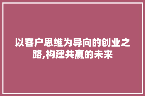 以客户思维为导向的创业之路,构建共赢的未来