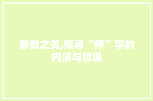 静默之美,探寻“停”字的内涵与哲理