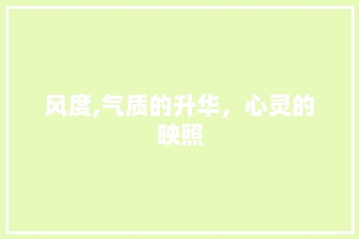 风度,气质的升华，心灵的映照