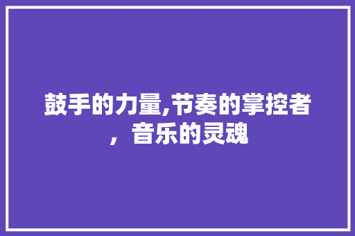 鼓手的力量,节奏的掌控者，音乐的灵魂