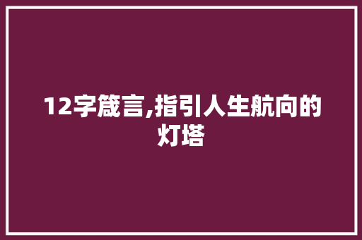 12字箴言,指引人生航向的灯塔