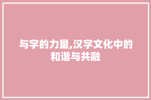 与字的力量,汉字文化中的和谐与共融