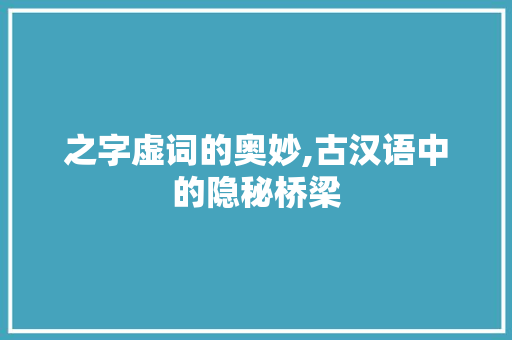 之字虚词的奥妙,古汉语中的隐秘桥梁