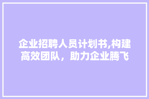 企业招聘人员计划书,构建高效团队，助力企业腾飞
