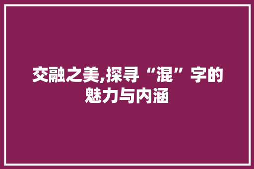 交融之美,探寻“混”字的魅力与内涵