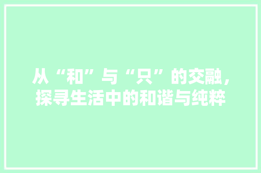 从“和”与“只”的交融，探寻生活中的和谐与纯粹