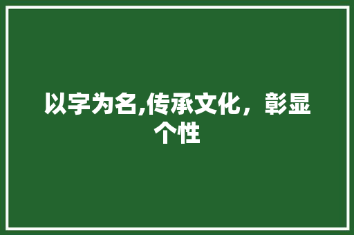 以字为名,传承文化，彰显个性