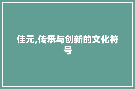 佳元,传承与创新的文化符号