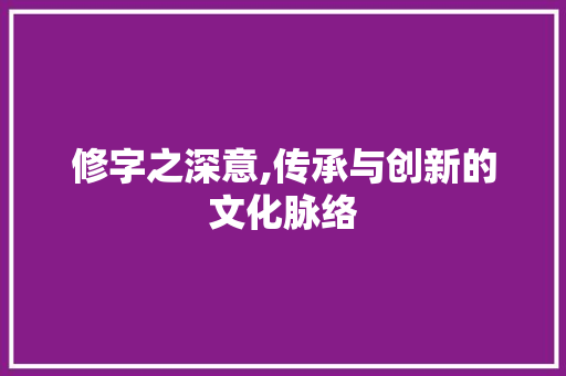 修字之深意,传承与创新的文化脉络