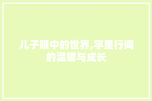 儿子眼中的世界,字里行间的温暖与成长