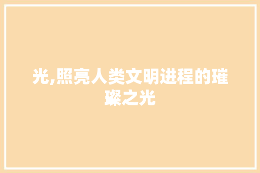 光,照亮人类文明进程的璀璨之光