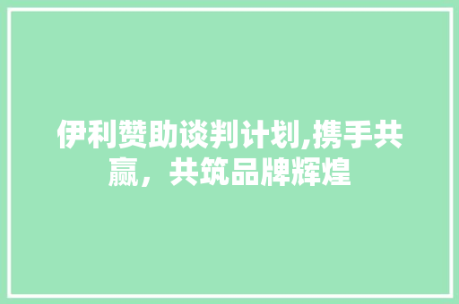 伊利赞助谈判计划,携手共赢，共筑品牌辉煌