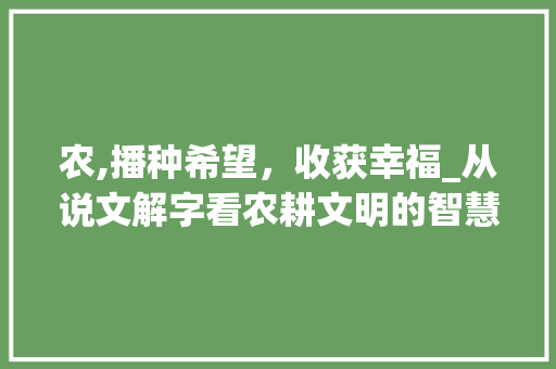 农,播种希望，收获幸福_从说文解字看农耕文明的智慧