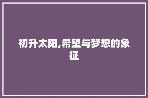 初升太阳,希望与梦想的象征