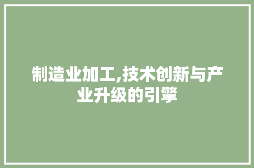 制造业加工,技术创新与产业升级的引擎