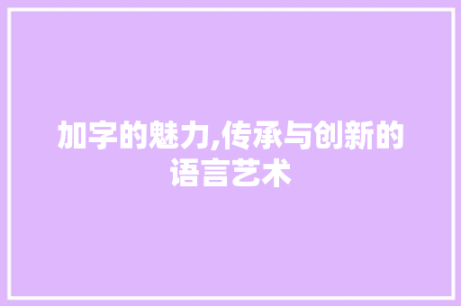 加字的魅力,传承与创新的语言艺术