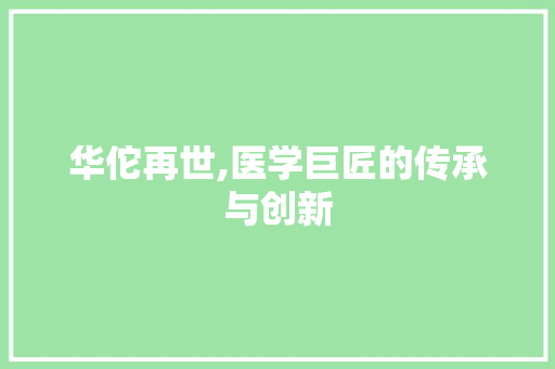 华佗再世,医学巨匠的传承与创新