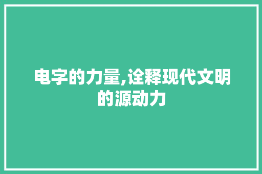 电字的力量,诠释现代文明的源动力
