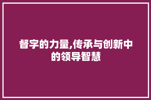 督字的力量,传承与创新中的领导智慧