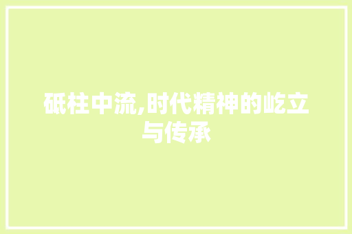 砥柱中流,时代精神的屹立与传承 生活类