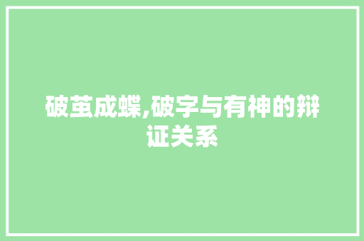 破茧成蝶,破字与有神的辩证关系 工作报告