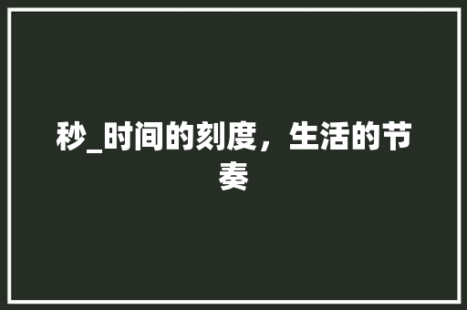 秒_时间的刻度，生活的节奏