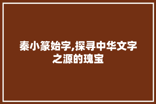 秦小篆始字,探寻中华文字之源的瑰宝