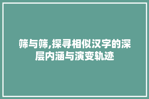 筛与筛,探寻相似汉字的深层内涵与演变轨迹