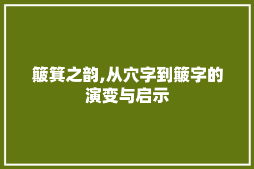簸箕之韵,从穴字到簸字的演变与启示