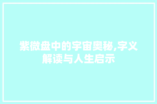 紫微盘中的宇宙奥秘,字义解读与人生启示 工作报告