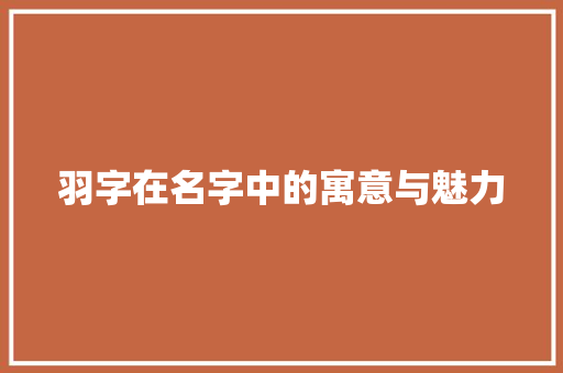 羽字在名字中的寓意与魅力