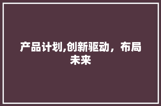 产品计划,创新驱动，布局未来