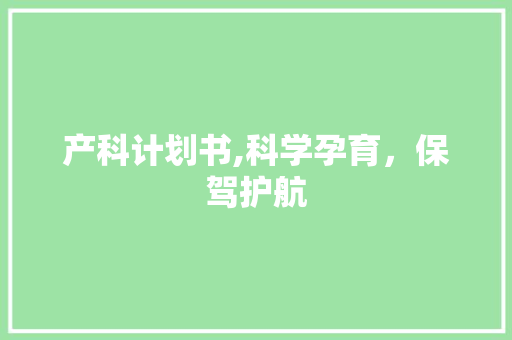 产科计划书,科学孕育，保驾护航