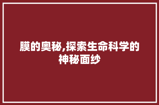 膜的奥秘,探索生命科学的神秘面纱