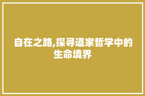 自在之路,探寻道家哲学中的生命境界