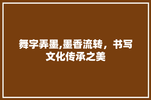 舞字弄墨,墨香流转，书写文化传承之美
