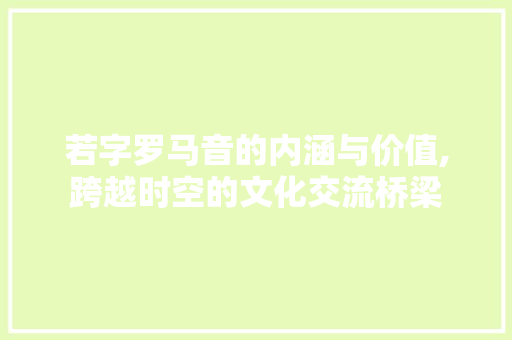 若字罗马音的内涵与价值,跨越时空的文化交流桥梁 采访稿