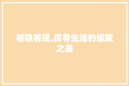 若隐若现,探寻生活的朦胧之美 工作总结